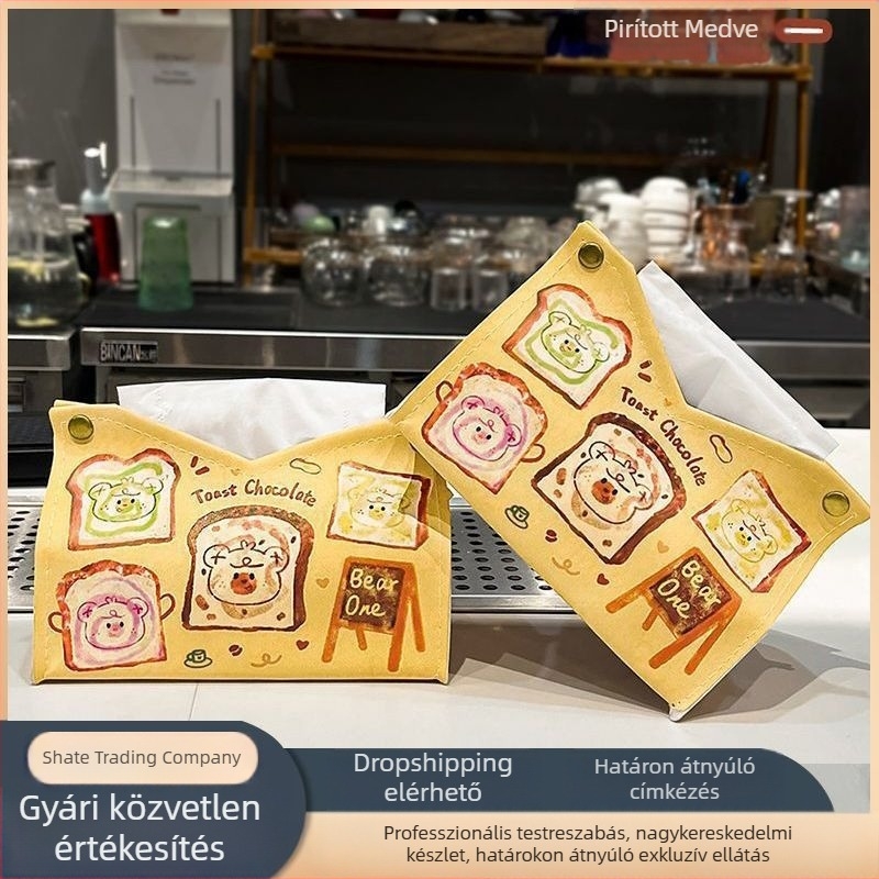 Bőr asztali zsepiatartó, luxus hotel-stílus, multifunkcionális tároló nappalira és a konyhába