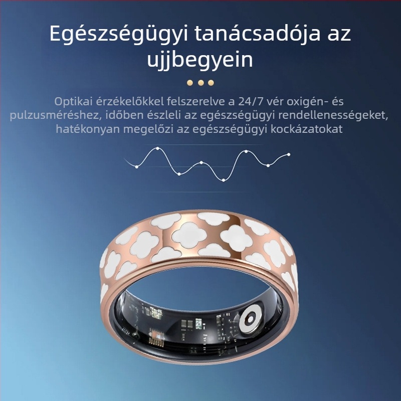 Egészséges, okos titánacél gyűrű, vízálló, vérnyomás- és oxigénszint mérés, alvás- és aktivitáskövetés, többfunkciós páros gyűrű