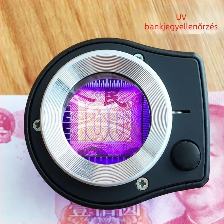 Xingte C920 asztali nagyító 30x nagyítással, 6 LED világítással, pénzellenőrző lámpa és mérési skála
