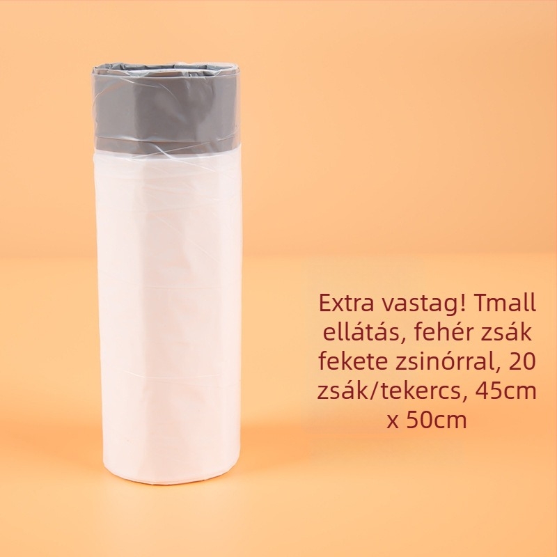 Otthoni használatra készült húzózsinóros, extra vastag, nagy méretű szemeteszsák – fekete konyhai szemeteszsák