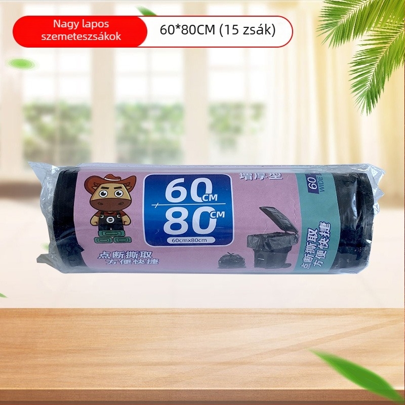 Extra nagy fekete szemeteszsák kültéri tisztításra, nagy kapacitású, szállodai és kereskedelmi felhasználásra