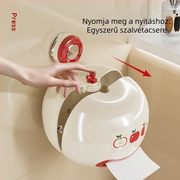 Fali vákuumos WC-papírtartó és papírtartó doboz, vízálló fürdőszobai rendező, fúrásmentes