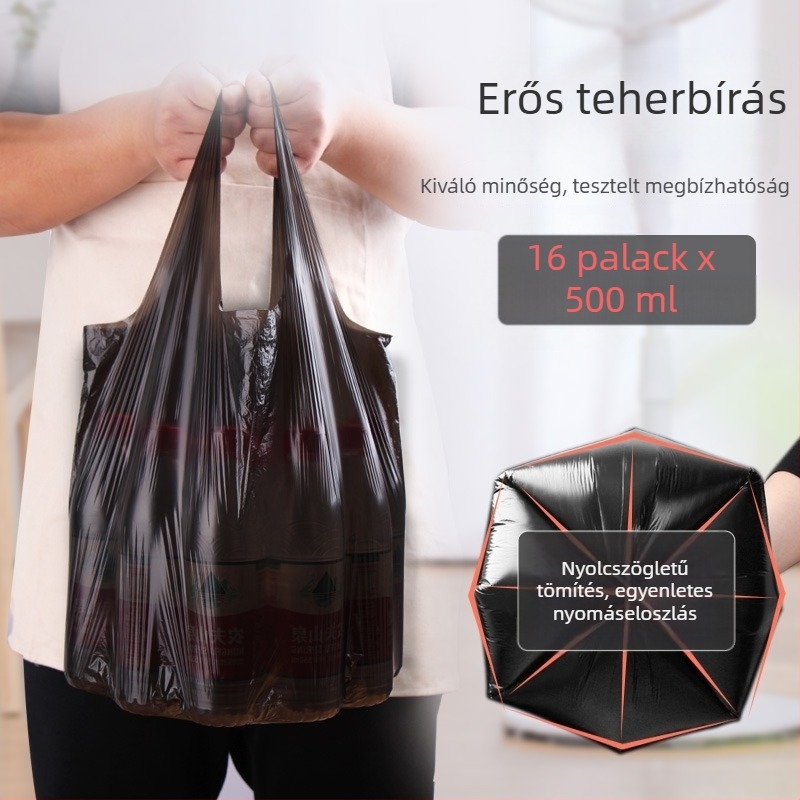 Vastagított fekete szemeteszsákok háztartás számára, konyha és iroda tároláshoz — egyszer használatos, 100 tekercs