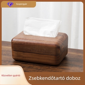 Diófából készült papírzsepi doboz, asztali kivitel, nappaliba, hotelbe és étterembe