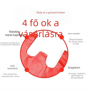 Vörös vastagított háztartási szemeteszsák fogantyúval