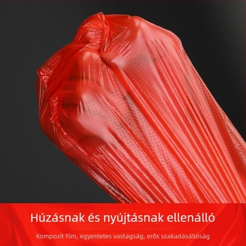 Vörös vastagított háztartási szemeteszsák fogantyúval