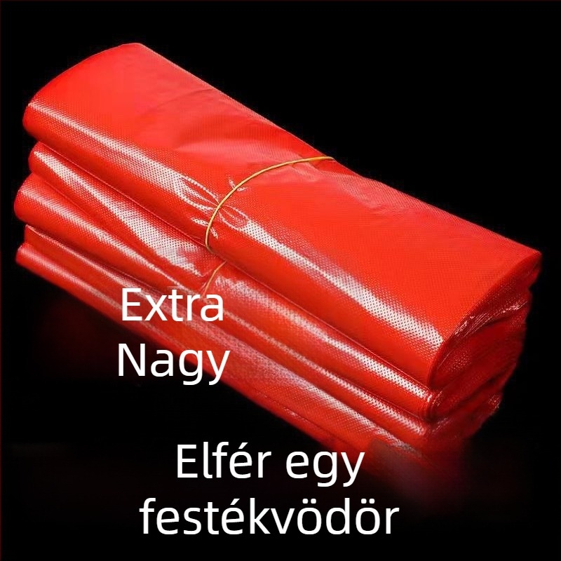 Vörös vastagított háztartási szemeteszsák fogantyúval