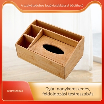 Bambusz papírzsebkendő tartó – tömörfa, többfunkciós tároló otthonra, autóba, étterembe és szállodába