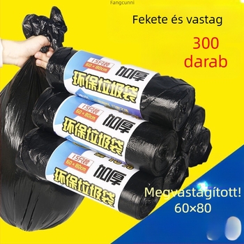 Vastagított, nagy méretű fekete szemeteszsák, 60×80 cm, tekercsben, szállodai, háztartási és kereskedelmi felhasználásra