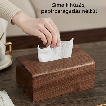 Diófából készült zsebkendő-doboz nappalira és kávéasztalra – fa tároló papírzsebkendőknek