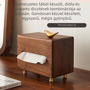 Diófából készült papírzsebkendő-doboz – skandináv minimalist stílus nappalira és hálószobába