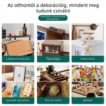 Tömörfa szalvétatartó távirányítóval és asztali rendszerezővel