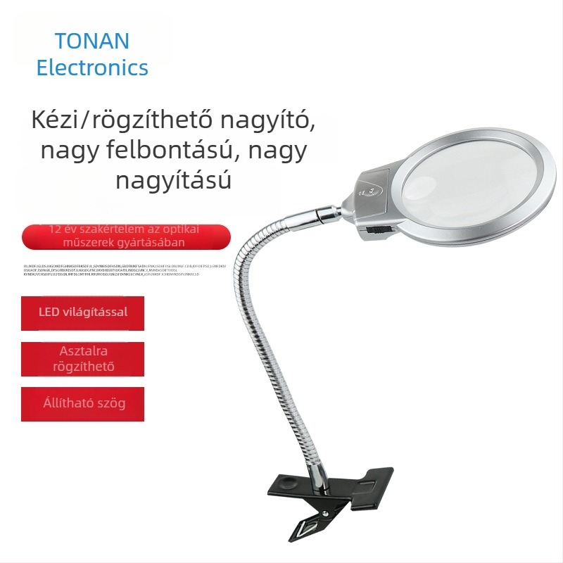 MG15122-2B LED-es olvasó nagyító, clip-on kivitel – kézben tartható és asztali használathoz