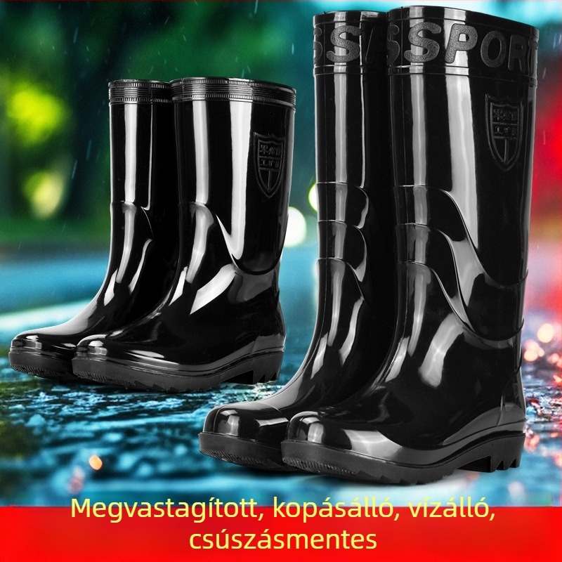 Felnőtt középmagasságú esőcsizma, vízálló, csúszásmentes, meleg munkára