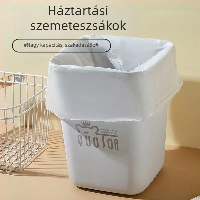 Biodegradáló szemeteszsákok konyhai hulladékhoz, teljesen lebomlóak, vastagított, nagy méretű, lapos szájú, tekercses típus