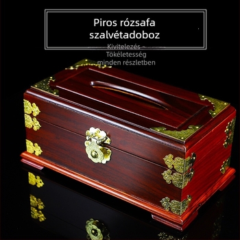 Laoszi vörös szantálfa papírzsebkendő-doboz, fa dekoráció a nappaliba