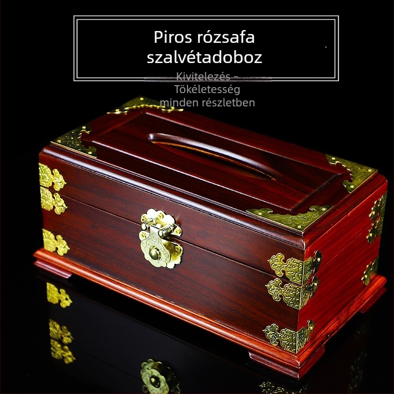 Laoszi vörös szantálfa papírzsebkendő-doboz, fa dekoráció a nappaliba