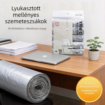 Mellény-stílusú, vastagított egyszer használatos szemeteszacskók, tekercses kiszerelés, háztartási használatra