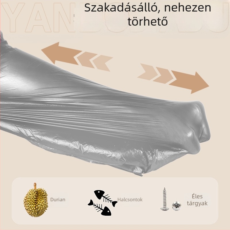 Mellény-stílusú, vastagított egyszer használatos szemeteszacskók, tekercses kiszerelés, háztartási használatra