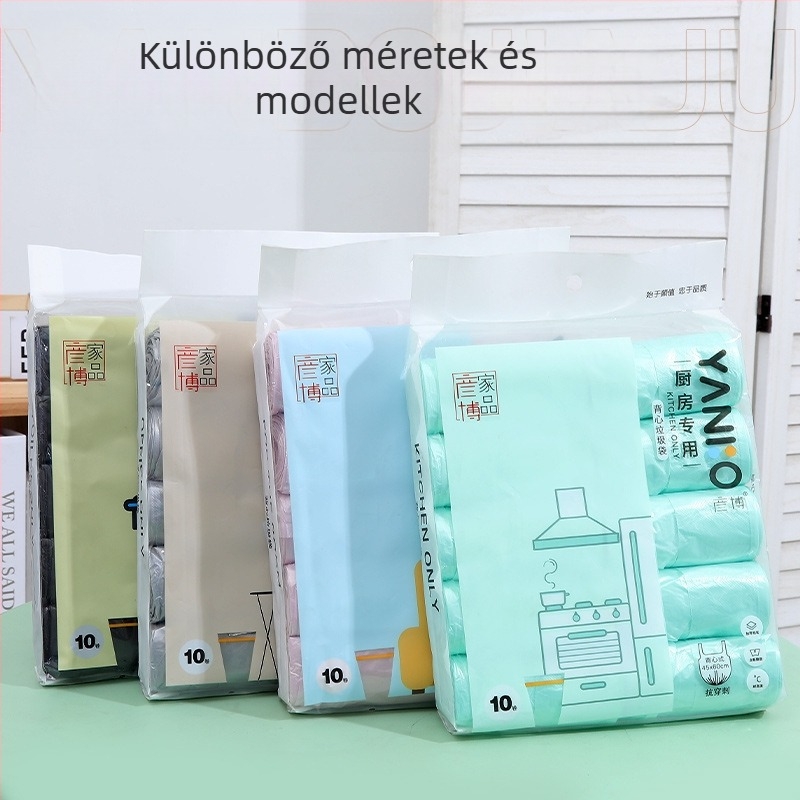 Mellény-stílusú, vastagított egyszer használatos szemeteszacskók, tekercses kiszerelés, háztartási használatra