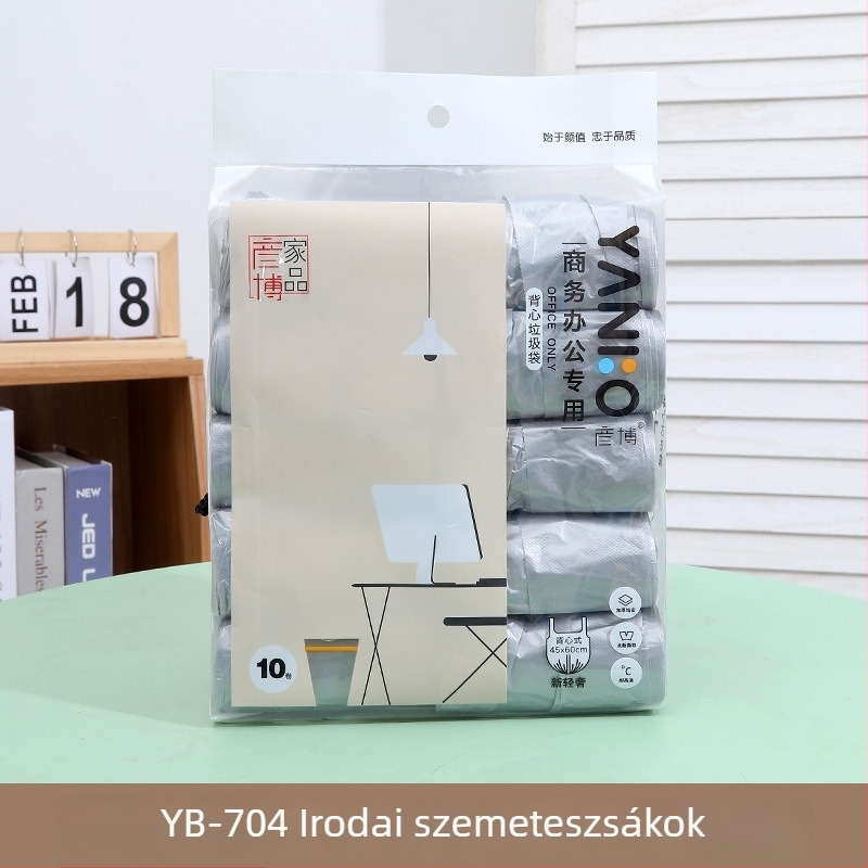 Mellény-stílusú, vastagított egyszer használatos szemeteszacskók, tekercses kiszerelés, háztartási használatra