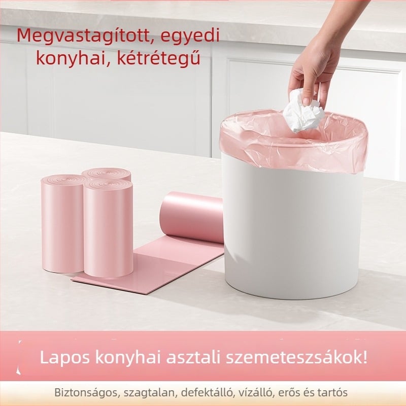 Asztali mini lapos szájú szemeteszsákok iroda, otthon és autó használatra, egyszer használatos, vastagított, 25×30 cm