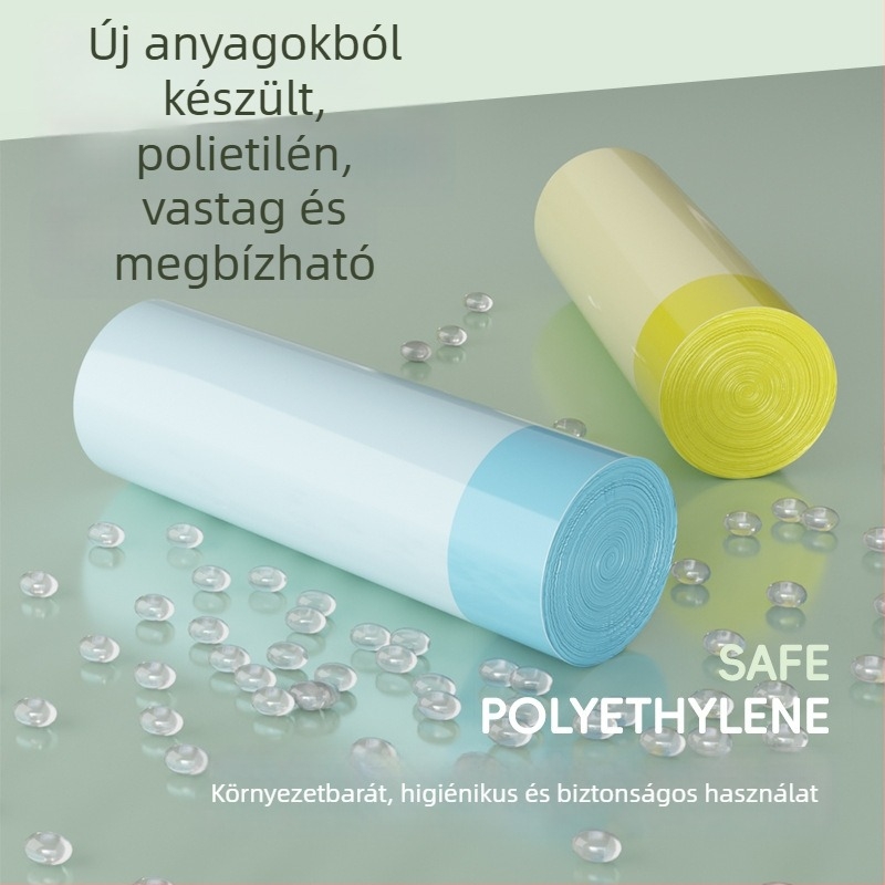 Fűzős szemeteszsák háztartási és irodai használatra, vastagított műanyag zacskó a konyhába, hordozható, pasztell színek