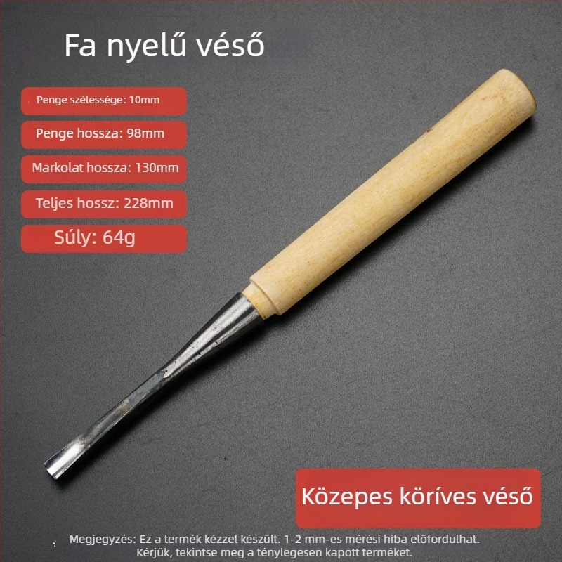 Félköríves faragó eszköz nyéllel – ív alakú faragás, magas széntartalmú acél él