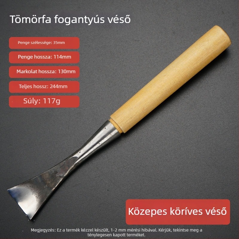 Félköríves faragó eszköz nyéllel – ív alakú faragás, magas széntartalmú acél él