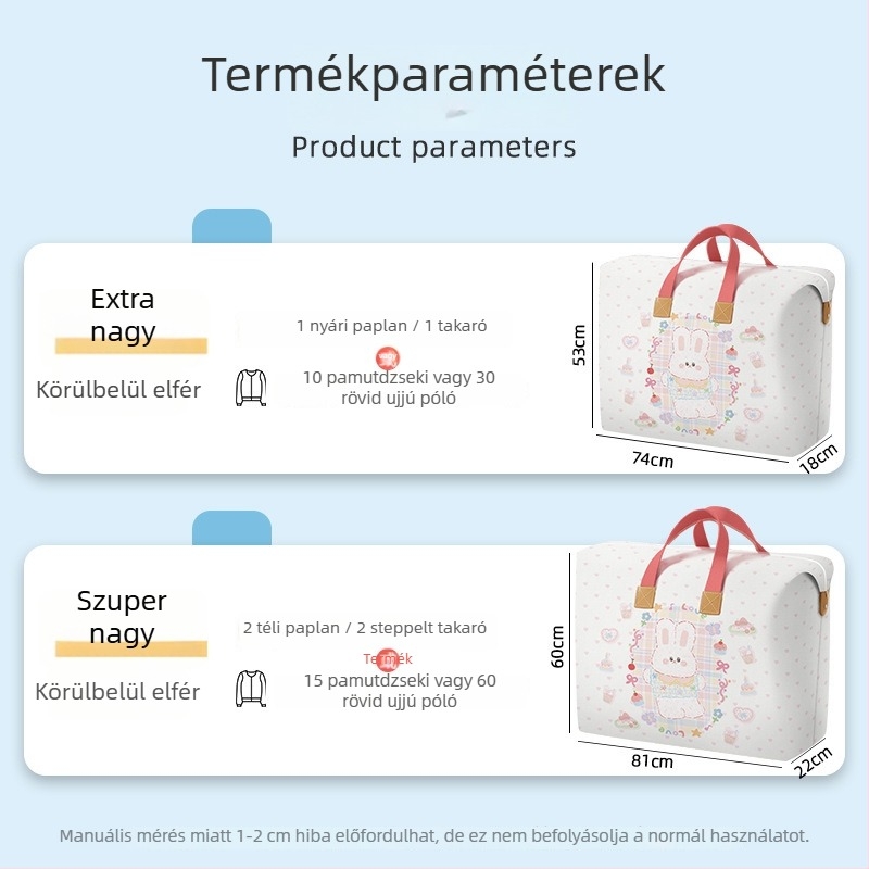 Nem szőtt anyagból készült paplan-tároló táska, nagy kapacitású, kocka alakú, ruhák és ágynemű tárolására