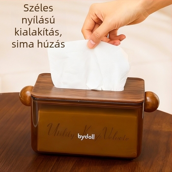 Papírzsebkendő doboz nappaliba és hálószobába, antik stílusú asztali zsebkendő tartó rugós mechanizmussal, elegáns luxus megjelenés