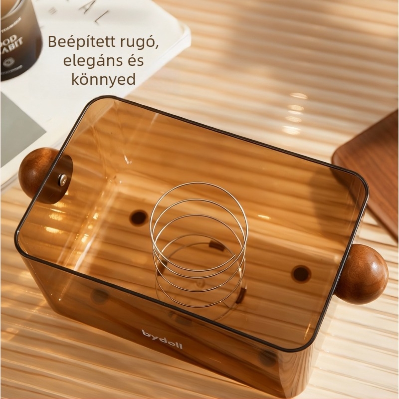 Papírzsebkendő doboz nappaliba és hálószobába, antik stílusú asztali zsebkendő tartó rugós mechanizmussal, elegáns luxus megjelenés