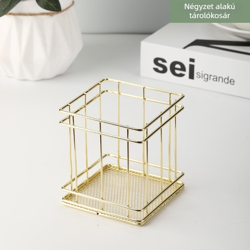 Kreatív minimalist vas tároló kosár, négyszögletes asztali szervező, nordikus stílus