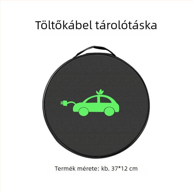 Elektromos jármű töltőkábel és töltőfej tároló tok, hordozható, vízálló, tűzálló és ütéscsillapító
