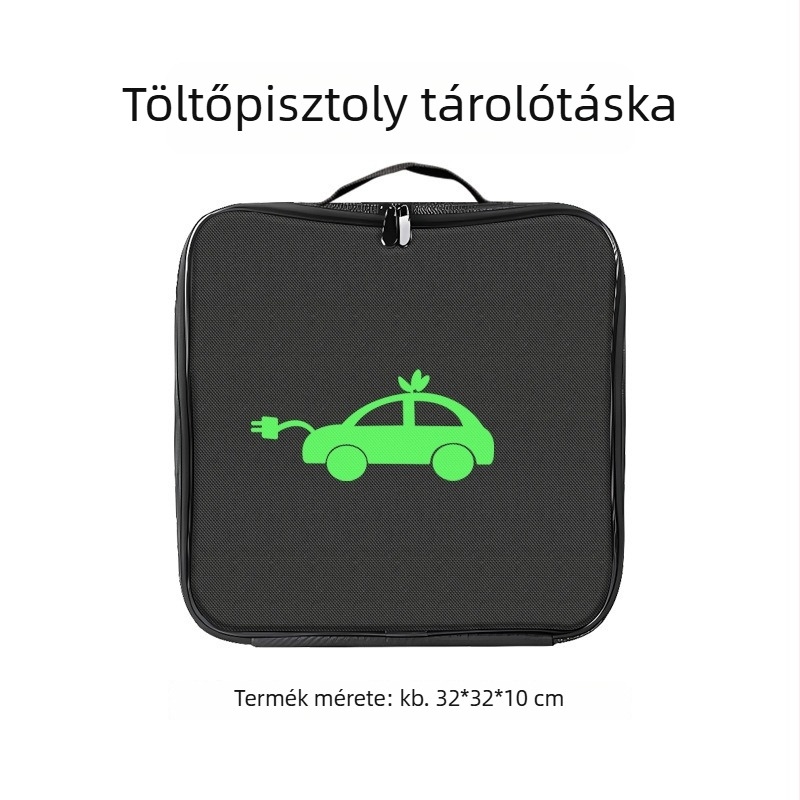 Elektromos jármű töltőkábel és töltőfej tároló tok, hordozható, vízálló, tűzálló és ütéscsillapító