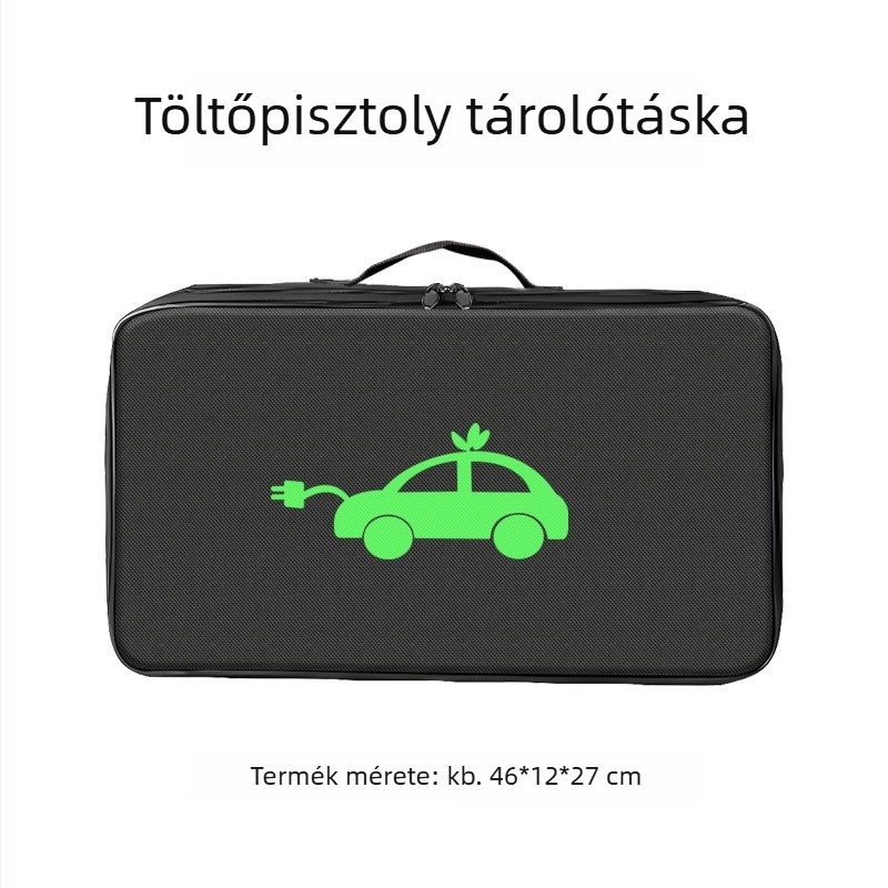 Elektromos jármű töltőkábel és töltőfej tároló tok, hordozható, vízálló, tűzálló és ütéscsillapító