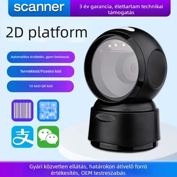 Asztali 1D vonalkódolvasó USB interfésszel, platforma kasszázáshoz és fizetéshez