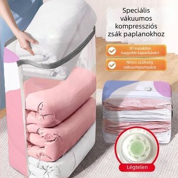 Légmentes vákuumos tömítő tasak ruhák, paplanok és ágyneműk tárolására – nedvességálló, kollégiumi és otthoni használatra