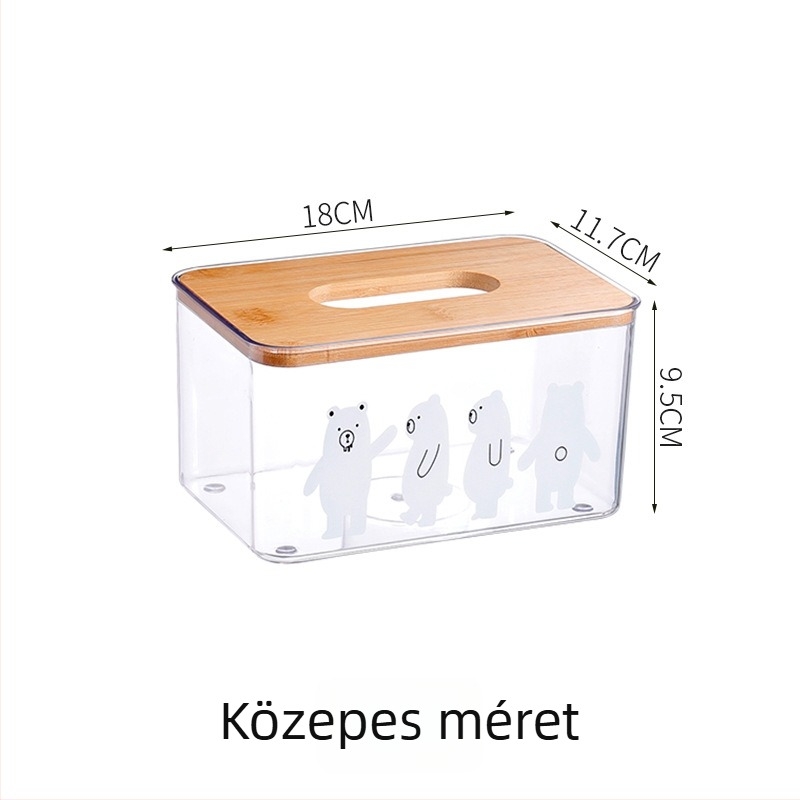 Átlátszó maci alakú papírtörlő tartó – minimalistikus dizájn otthonra, nappaliba, hálószobába és az autóba – többfunkciós papírtörlő doboz