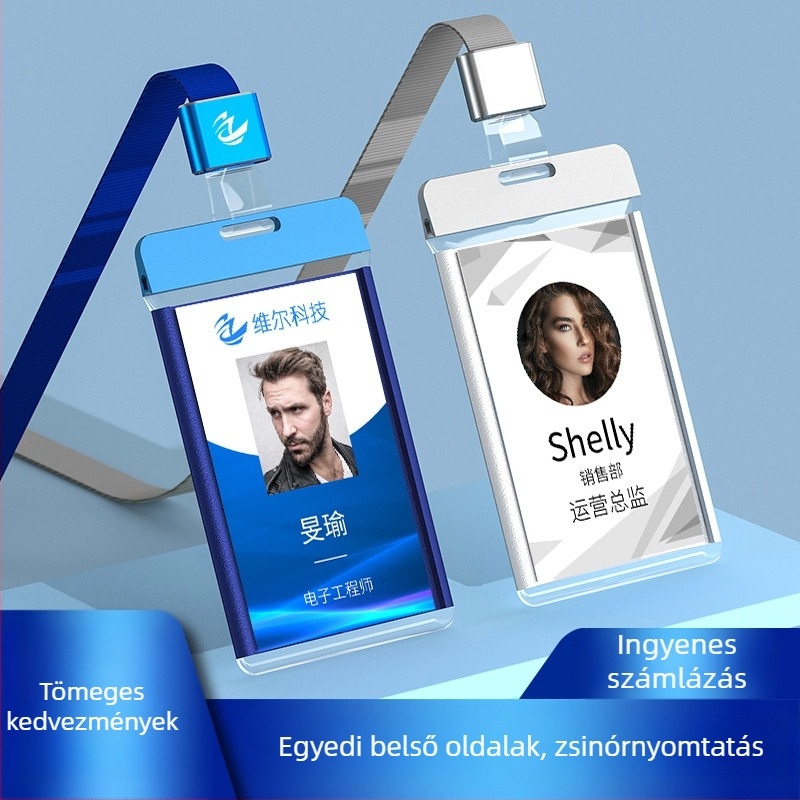 Kiváló minőségű alumíniumötvözetből készült munka jelvény, egyoldalú akril jelvény, átlátszó kártyatartó