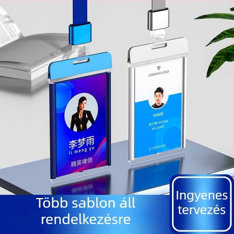 Kiváló minőségű alumíniumötvözetből készült munka jelvény, egyoldalú akril jelvény, átlátszó kártyatartó