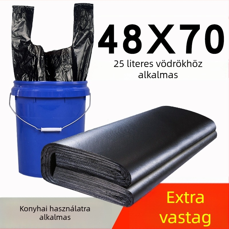 Háztartási szemeteszsákok, vastagabb kivitel, extrán nagy méret, konyhai hulladékhoz, WC- és fürdőszobai használatra, kültéri, HDPE