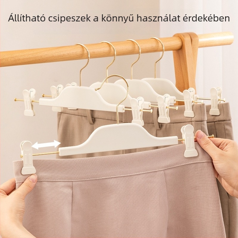 Nadrágtartó gumírozott felülettel, nyom nélkül, csúszásmentes gardrób akasztó