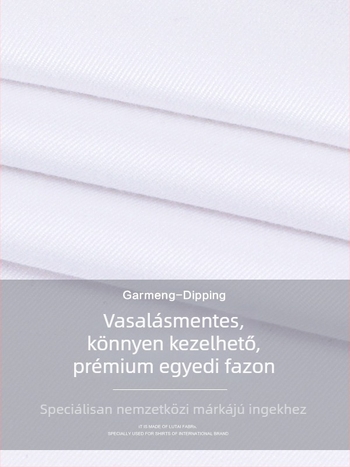 Luo Hao Férfi fehér üzleti ing hosszú, hegyes gallérral, vasalásmentes, lélegző pamut, könnyű luxus, testre szabott