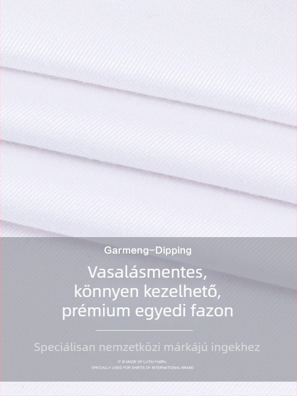 Luo Hao Férfi fehér üzleti ing hosszú, hegyes gallérral, vasalásmentes, lélegző pamut, könnyű luxus, testre szabott