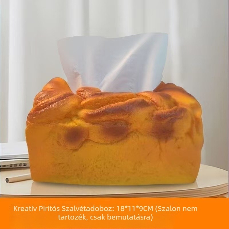 Toast formájú zsebkendő tartó — élethű asztali dekoráció a nappaliba