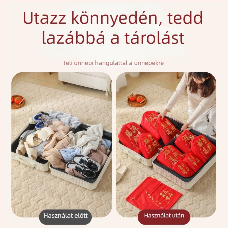 Utazási tároló zacskók húzózsinórral, fehérnemű és ruházat rendezéséhez, babaruházat szervező