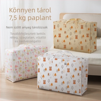 Vastagított nem szövött anyagú paplan-tároló táska, kubus alakú tároló, porvédő