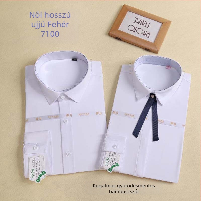Bambuszrostból készült üzleti ing, gyűrődésmentes, vasalást nem igényel, karcsúsított szabás, hosszú ujjú, rugalmas, unisex