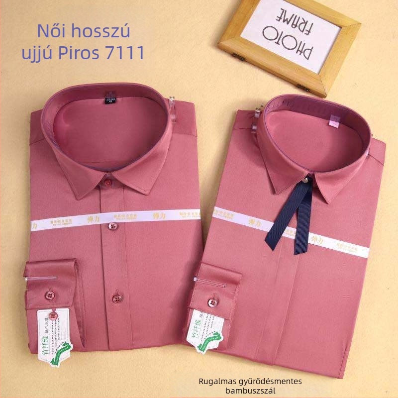 Bambuszrostból készült üzleti ing, gyűrődésmentes, vasalást nem igényel, karcsúsított szabás, hosszú ujjú, rugalmas, unisex